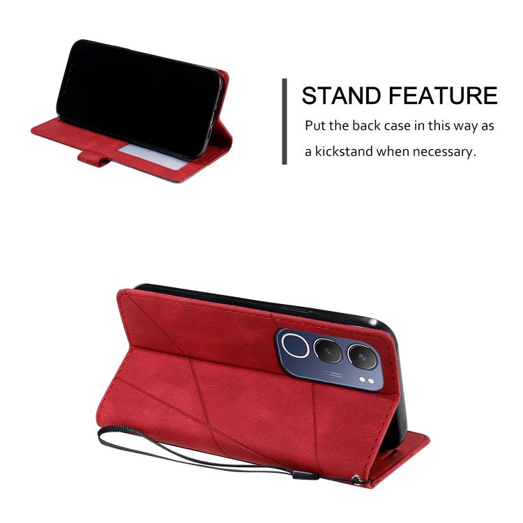 For vivo Y19s Skin Feel Splicing Leather Phone Case