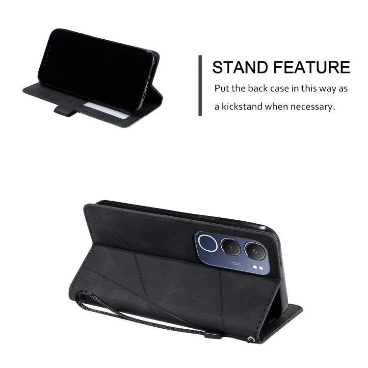 For vivo Y19s Skin Feel Splicing Leather Phone Case