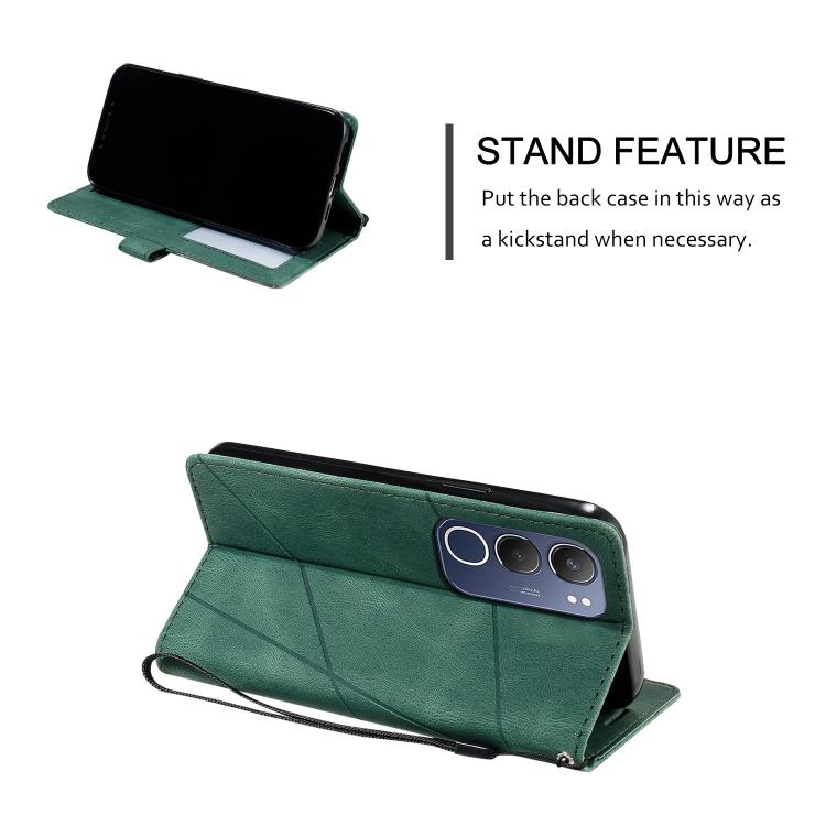 For vivo Y19s Skin Feel Splicing Leather Phone Case