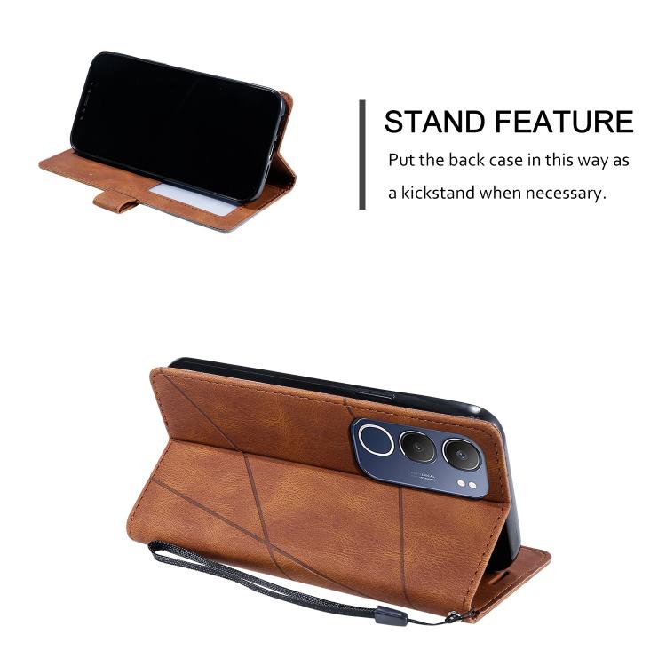 For vivo Y19s Skin Feel Splicing Leather Phone Case