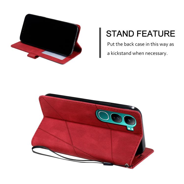 For vivo Y300 5G / V40 Lite IND Skin Feel Splicing Leather Phone Case