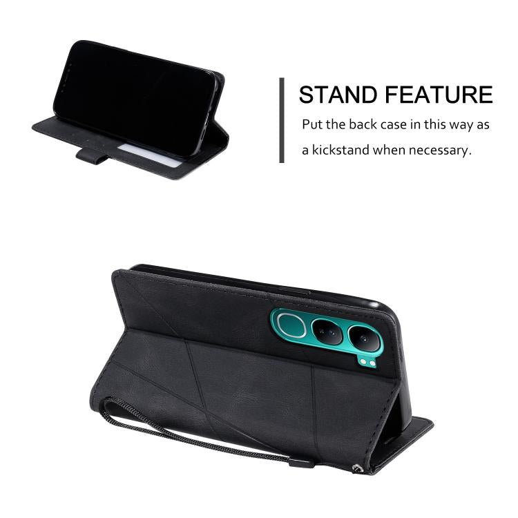 For vivo Y300 5G / V40 Lite IND Skin Feel Splicing Leather Phone Case