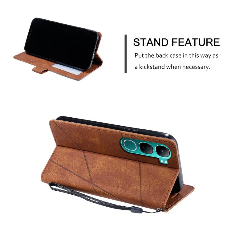 For vivo Y300 5G / V40 Lite IND Skin Feel Splicing Leather Phone Case