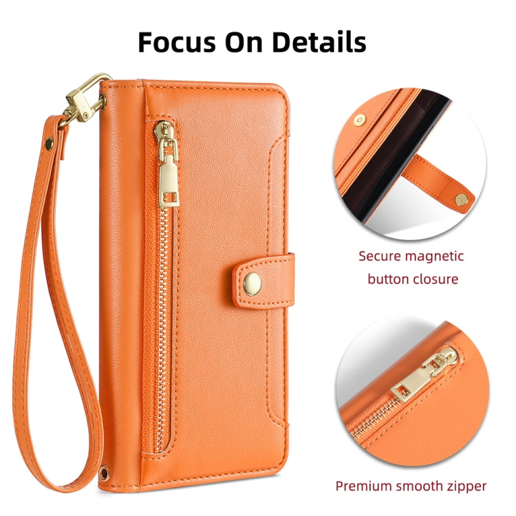 For vivo Y03 4G Sheep Texture Cross-body Zipper Wallet Leather Phone Case