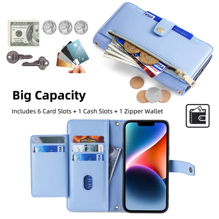 For vivo Y03 4G Sheep Texture Cross-body Zipper Wallet Leather Phone Case