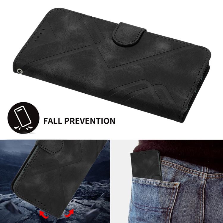 For Honor 400 Global 156.5mm Line Pattern Skin Feel Leather Phone Case