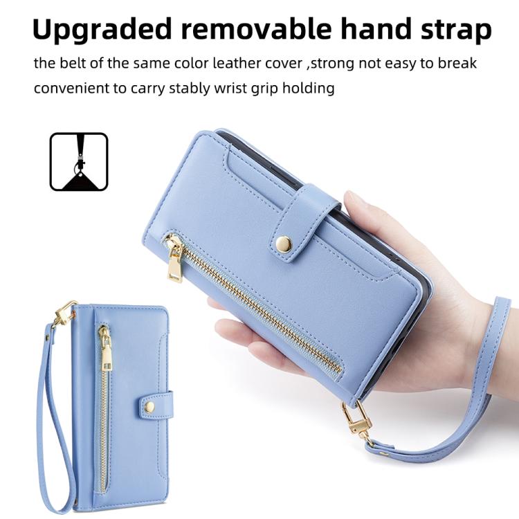 For Honor 600 Lite Global Sheep Texture Cross-body Zipper Wallet Leather Phone Case
