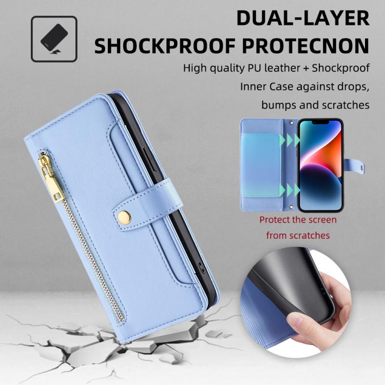 For Honor Power2 Sheep Texture Cross-body Zipper Wallet Leather Phone Case