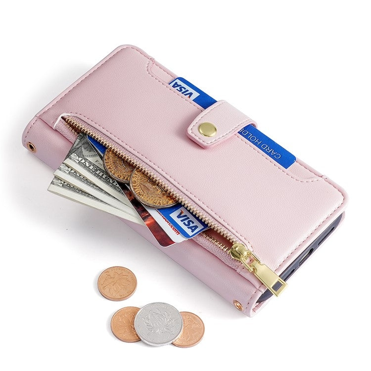 For Samsung Galaxy S24 Ultra 5G Sheep Texture Cross-body Zipper Wallet Leather Phone Case