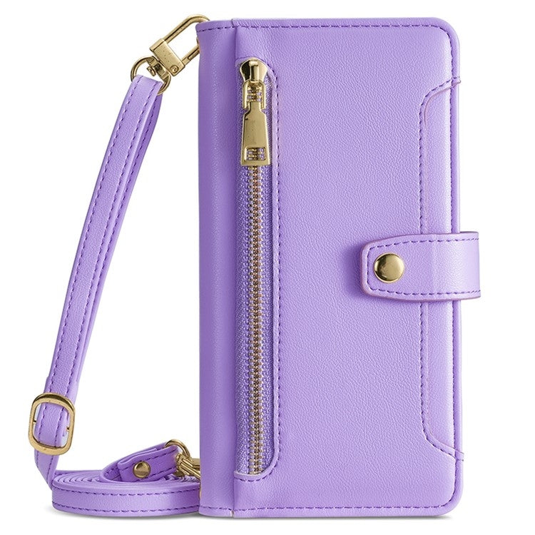 For Samsung Galaxy S24 Ultra 5G Sheep Texture Cross-body Zipper Wallet Leather Phone Case