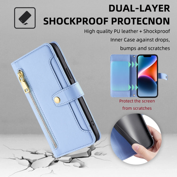 For Samsung Galaxy M55 5G Sheep Texture Cross-body Zipper Wallet Leather Phone Case