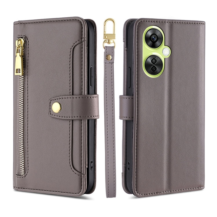 For OnePlus Nord CE 3 Lite 5G Lite Sheep Texture Cross-body Zipper Wallet Leather Phone Case