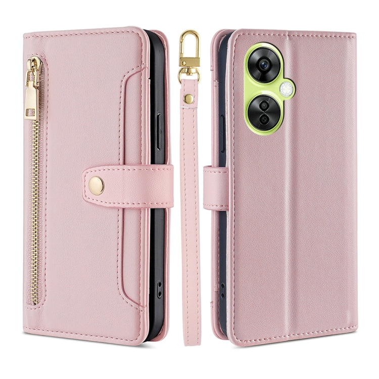 For OnePlus Nord CE 3 Lite 5G Lite Sheep Texture Cross-body Zipper Wallet Leather Phone Case