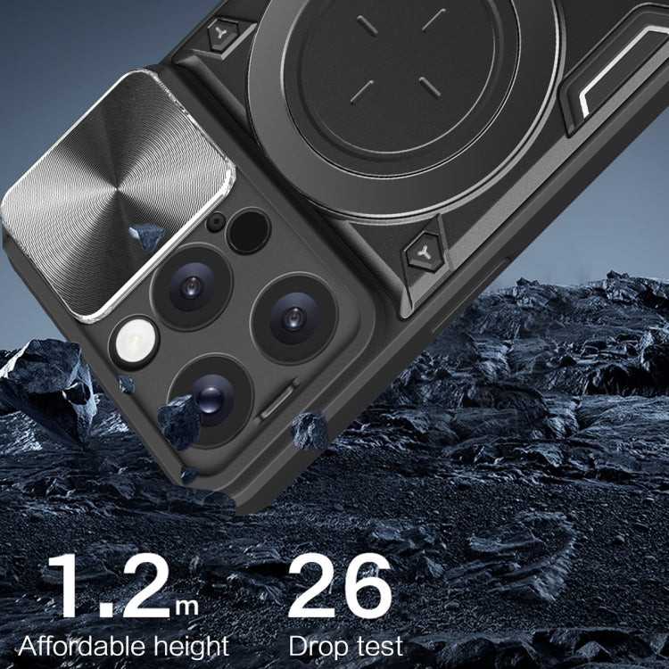 For iPhone 16 Pro CD Texture Sliding Camshield Magnetic Holder Phone Case