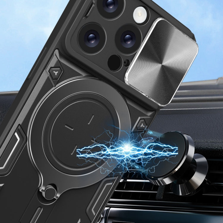 For iPhone 16 Pro CD Texture Sliding Camshield Magnetic Holder Phone Case