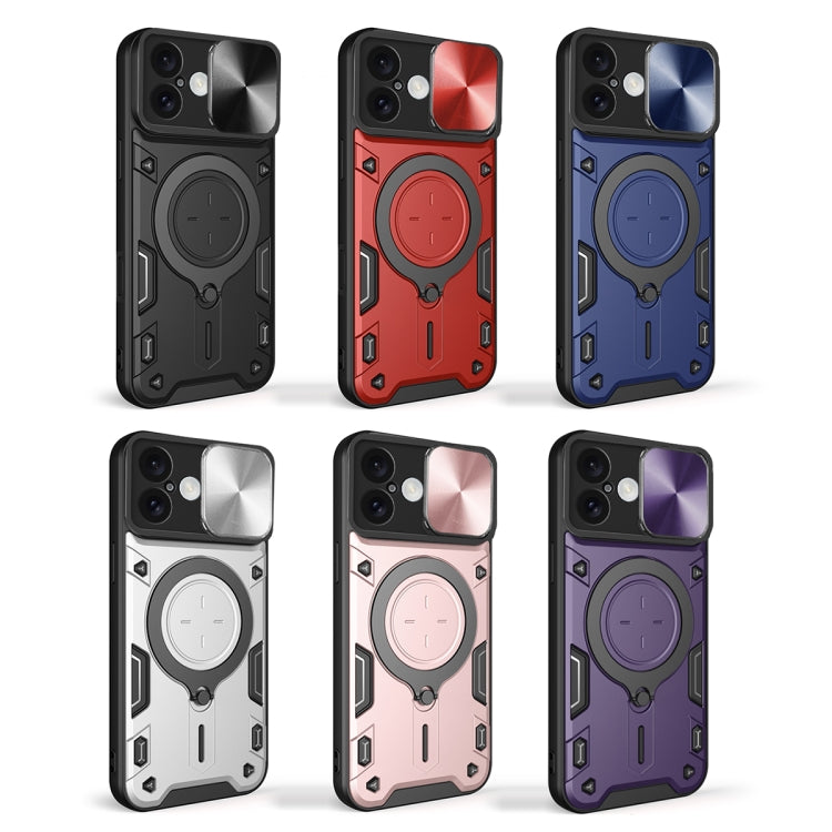 For iPhone 16 CD Texture Sliding Camshield Magnetic Holder Phone Case