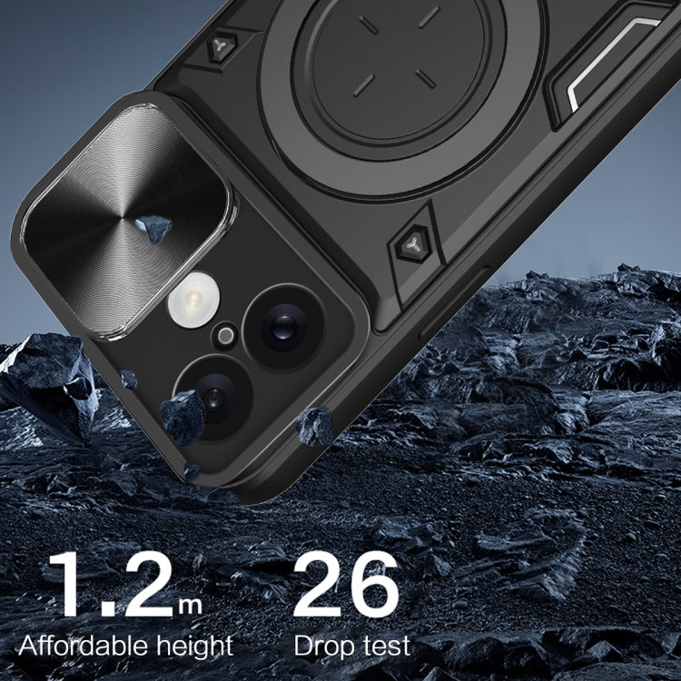 For iPhone 16 CD Texture Sliding Camshield Magnetic Holder Phone Case