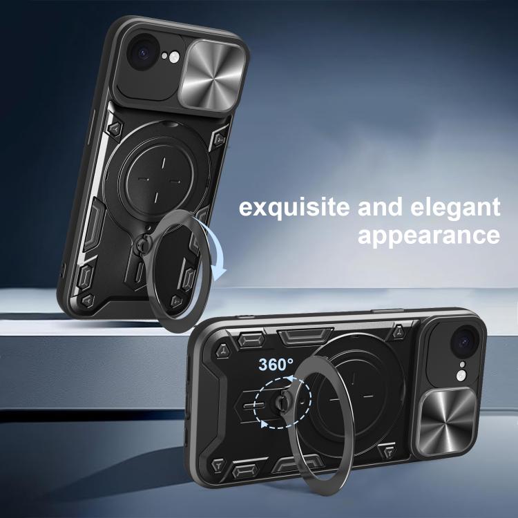 For iPhone 17e / 16e CD Texture Sliding Camshield Magnetic Holder Phone Case