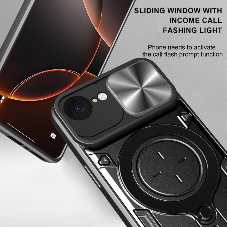 For iPhone 17e / 16e CD Texture Sliding Camshield Magnetic Holder Phone Case