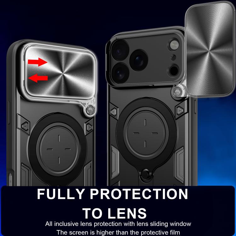 For iPhone 17 Pro Max CD Texture Sliding Camshield Magnetic Holder Phone Case