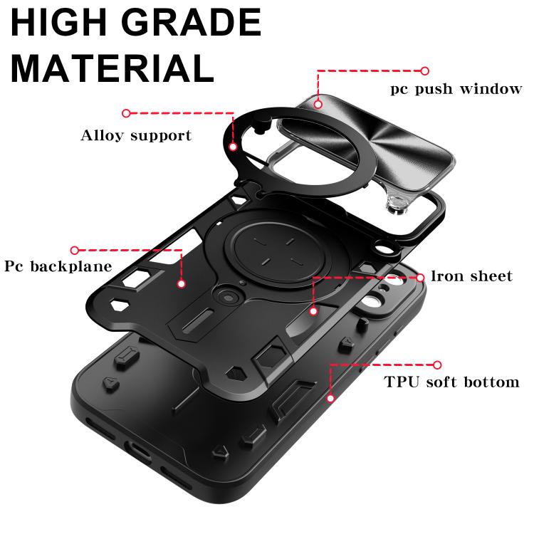 For iPhone 17 Pro Max CD Texture Sliding Camshield Magnetic Holder Phone Case