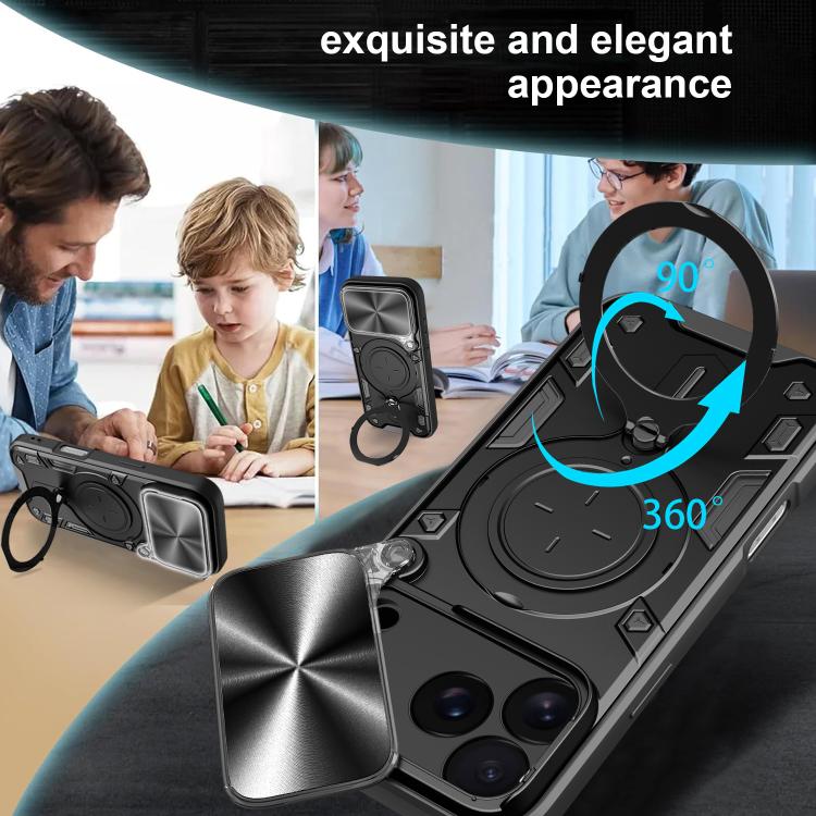 For iPhone 17 Pro CD Texture Sliding Camshield Magnetic Holder Phone Case