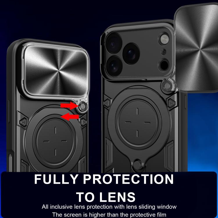 For iPhone 17 Pro CD Texture Sliding Camshield Magnetic Holder Phone Case
