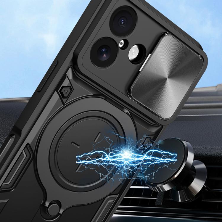For iPhone 17 CD Texture Sliding Camshield Magnetic Holder Phone Case