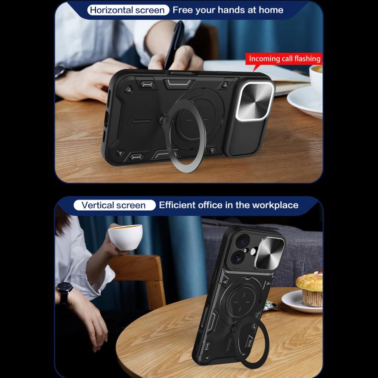 For iPhone 17 CD Texture Sliding Camshield Magnetic Holder Phone Case