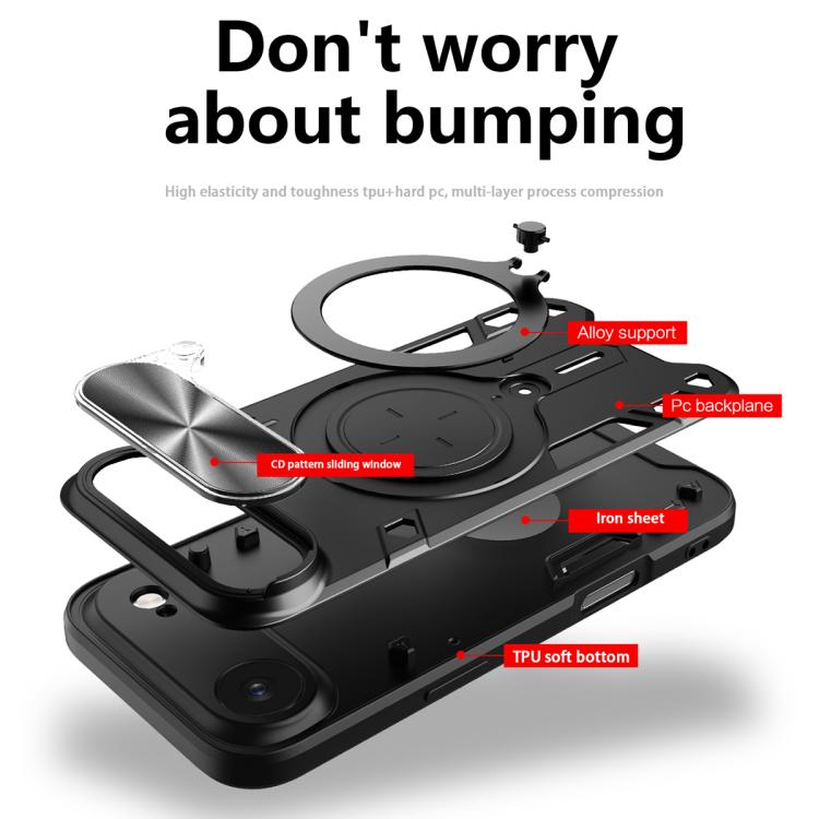 For iPhone Air CD Texture Sliding Camshield Magnetic Holder Phone Case