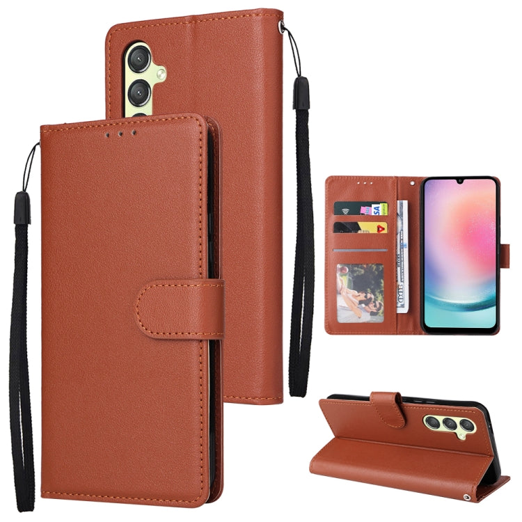 For Samsung Galaxy A24 4G Multifunctional 3 Card Slots Leather Phone Case