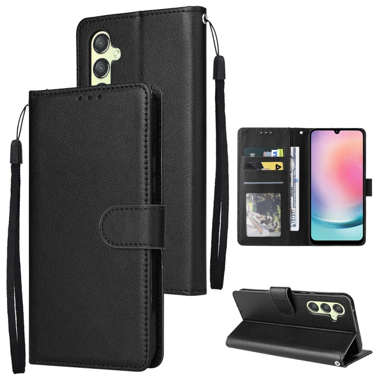 For Samsung Galaxy A24 4G Multifunctional 3 Card Slots Leather Phone Case