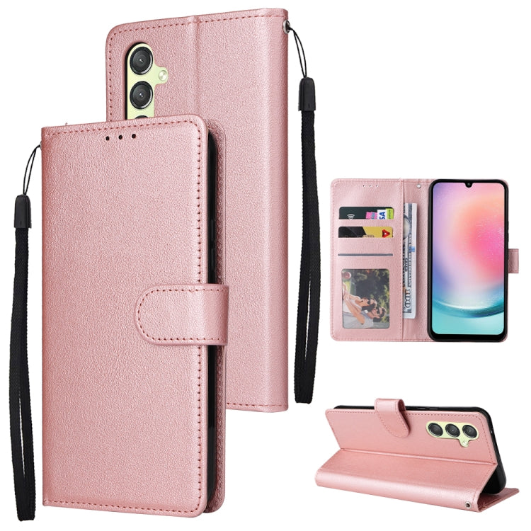 For Samsung Galaxy A24 4G Multifunctional 3 Card Slots Leather Phone Case