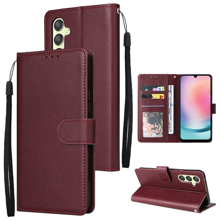 For Samsung Galaxy A24 4G Multifunctional 3 Card Slots Leather Phone Case