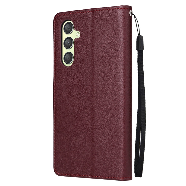For Samsung Galaxy A24 4G Multifunctional 3 Card Slots Leather Phone Case