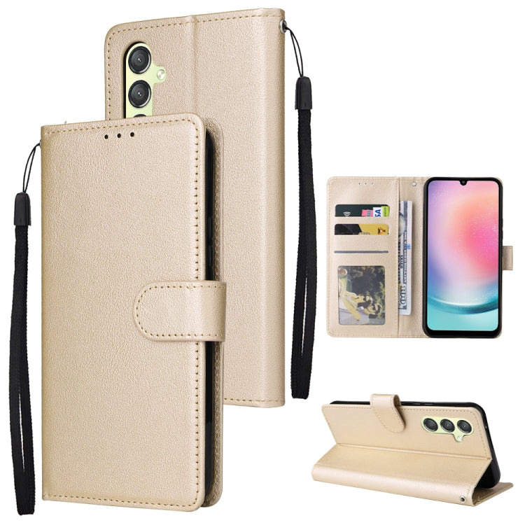 For Samsung Galaxy A24 4G Multifunctional 3 Card Slots Leather Phone Case