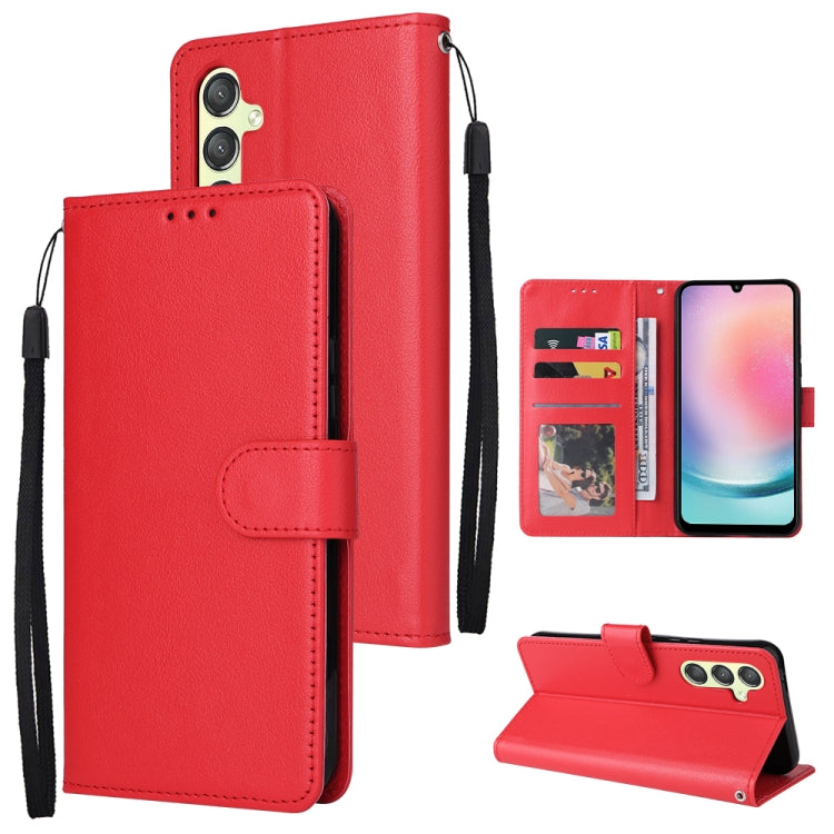 For Samsung Galaxy A24 4G Multifunctional 3 Card Slots Leather Phone Case