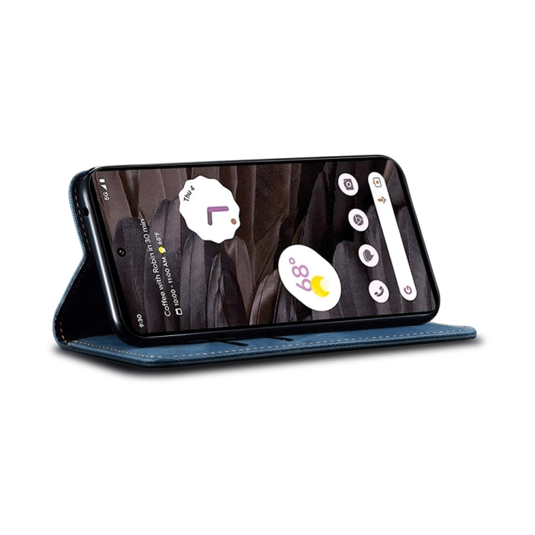 For Google Pixel 8A Denim Texture Casual Style Horizontal Flip Leather Case