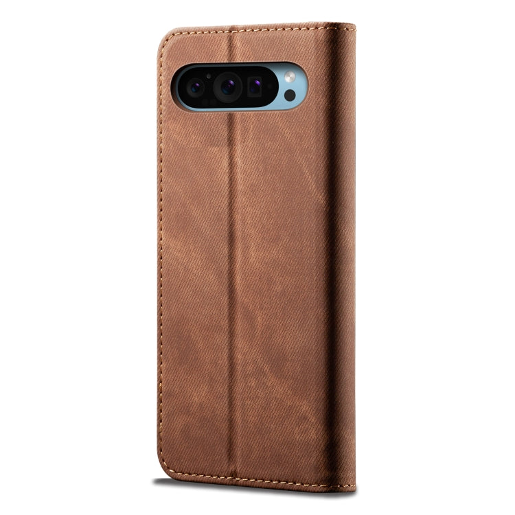 For Google Pixel 9 / 9 Pro Denim Texture Casual Style Horizontal Flip Leather Case