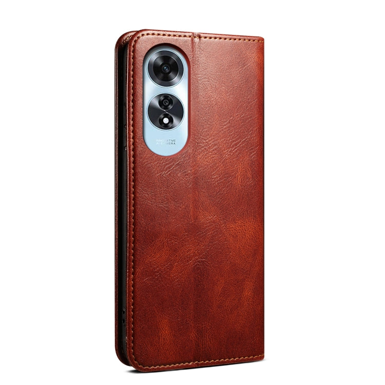 For OPPO A60 Oil Wax Crazy Horse Texture Leather Phone Case