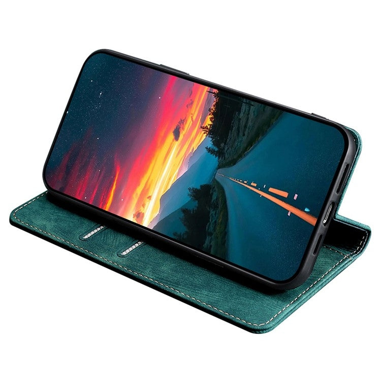 For Samsung Galaxy M55 5G RFID Anti-theft Brush Magnetic Leather Phone Case