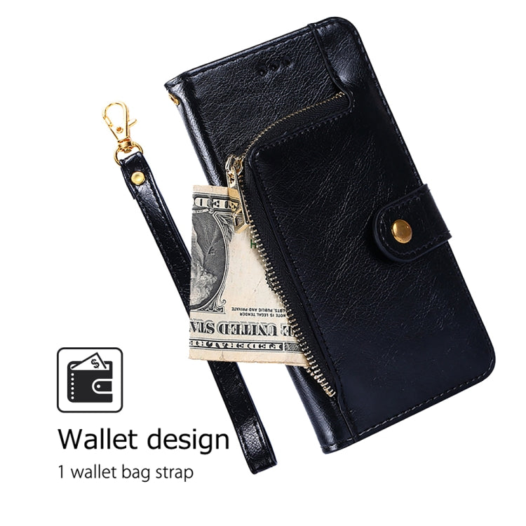For Samsung Galaxy M55 5G Zipper Bag Leather Phone Case