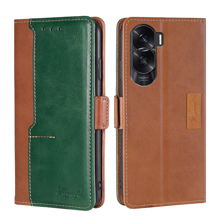 For Honor X50i 5G Contrast Color Side Buckle Leather Phone Case