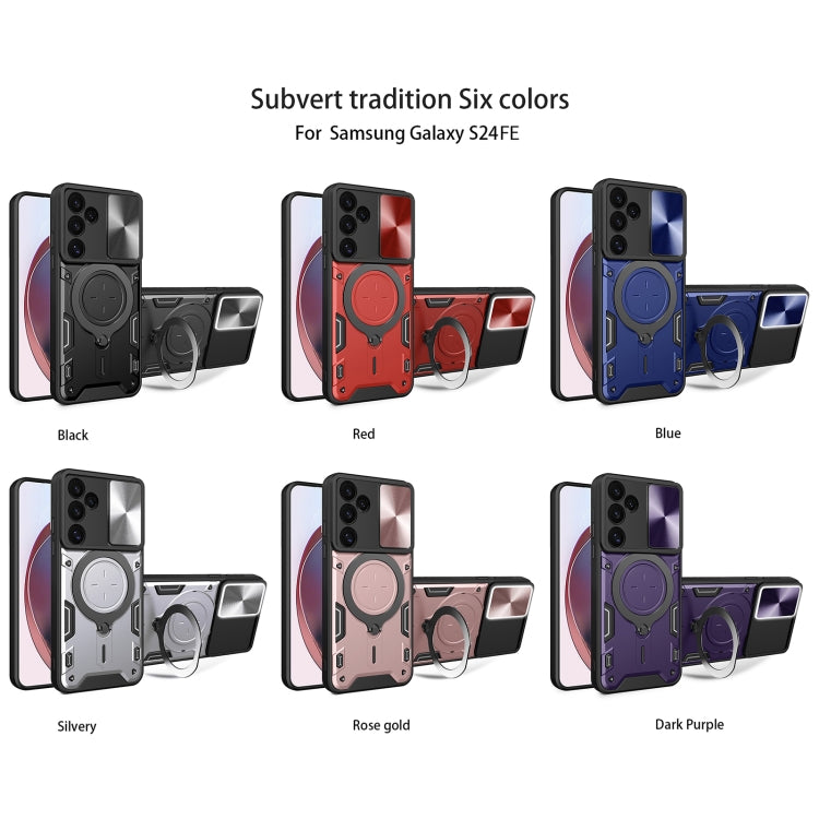 For Samsung Galaxy S24 FE 5G CD Texture Sliding Camshield Magnetic Holder Phone Case