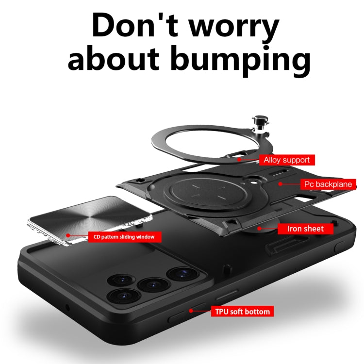 For Samsung Galaxy S24 FE 5G CD Texture Sliding Camshield Magnetic Holder Phone Case