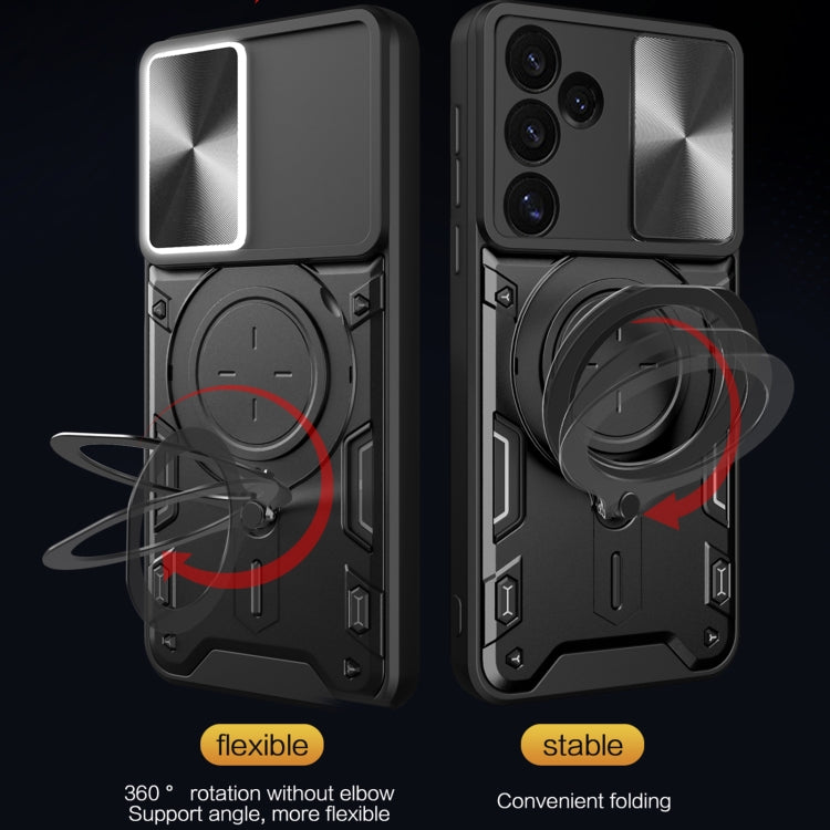 For Samsung Galaxy S24 FE 5G CD Texture Sliding Camshield Magnetic Holder Phone Case