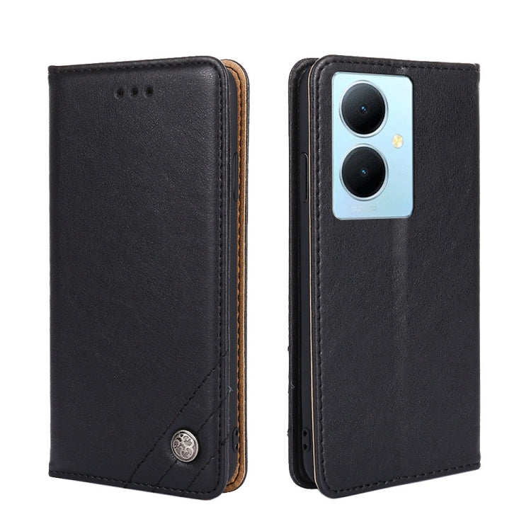 For vivo Y78 Plus 5G Non-Magnetic Retro Texture Leather Phone Case