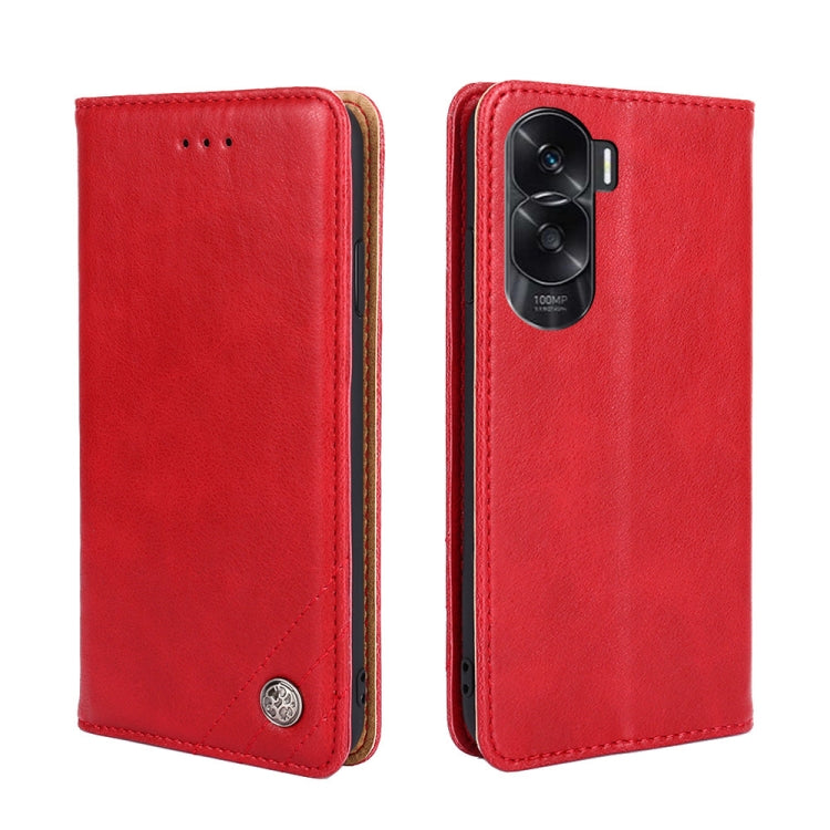 For Honor X50i 5G Non-Magnetic Retro Texture Leather Phone Case