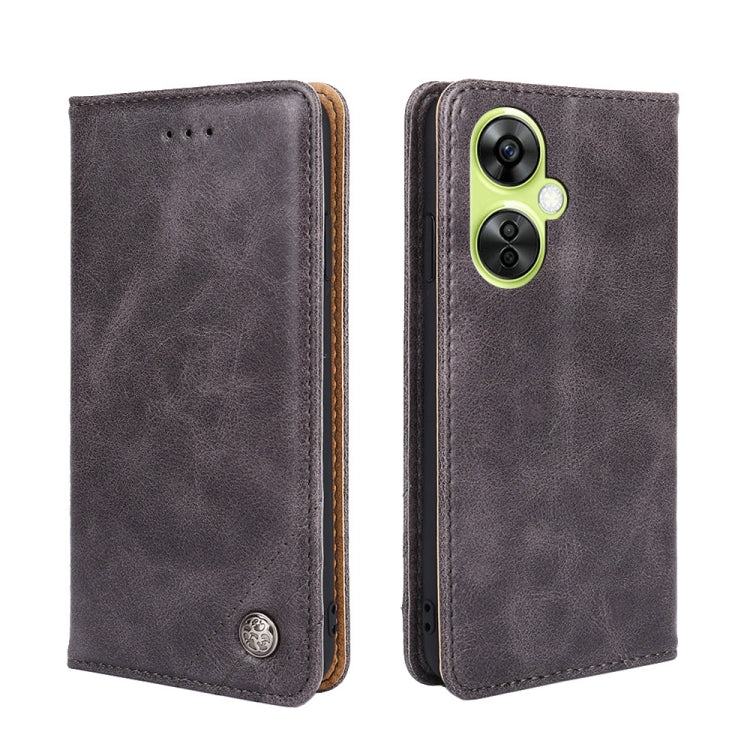 For OnePlus Nord CE 3 Lite 5G Non-Magnetic Retro Texture Leather Phone Case