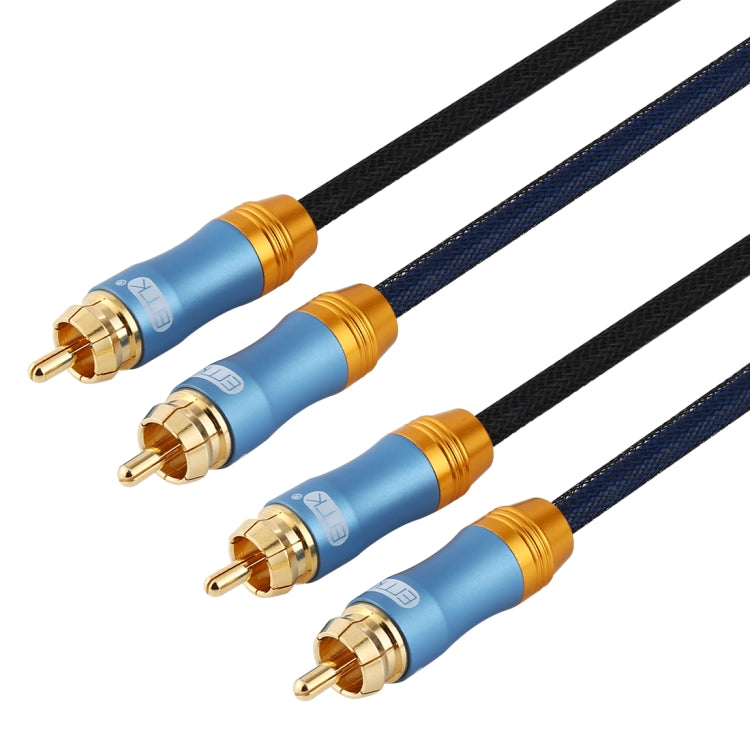 EMK 2 x RCA Male to 2 x RCA Male Gold Plated Connector Nylon Braid Coaxial Audio Cable for TV / Amplifier / Home Theater / DVD, Cable Length:1.5m(Dark Blue)